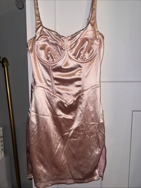 Satin Slip Dress in Blush Pink